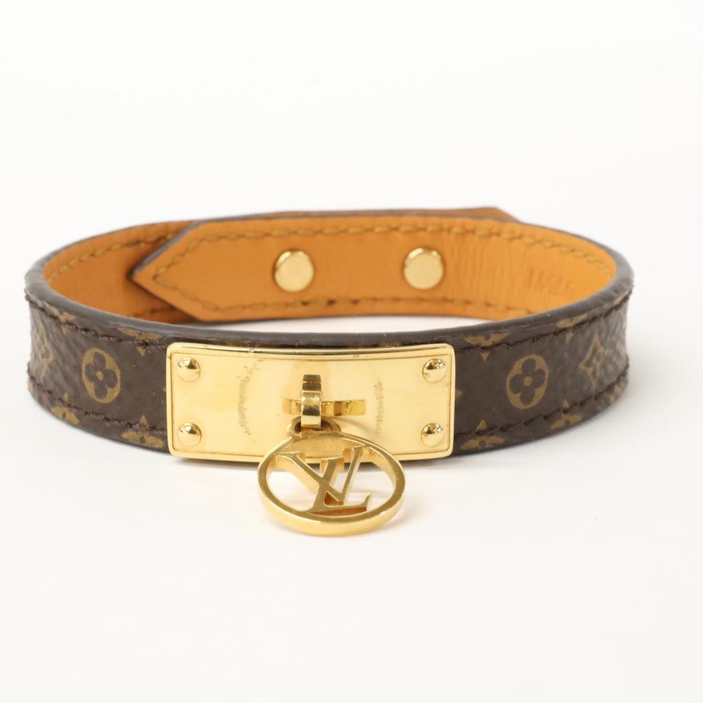 LOUIS VUITTON M4150 Brasserie Logomania Monogram Canvas Bracelet 17 Brown / GoldUsed