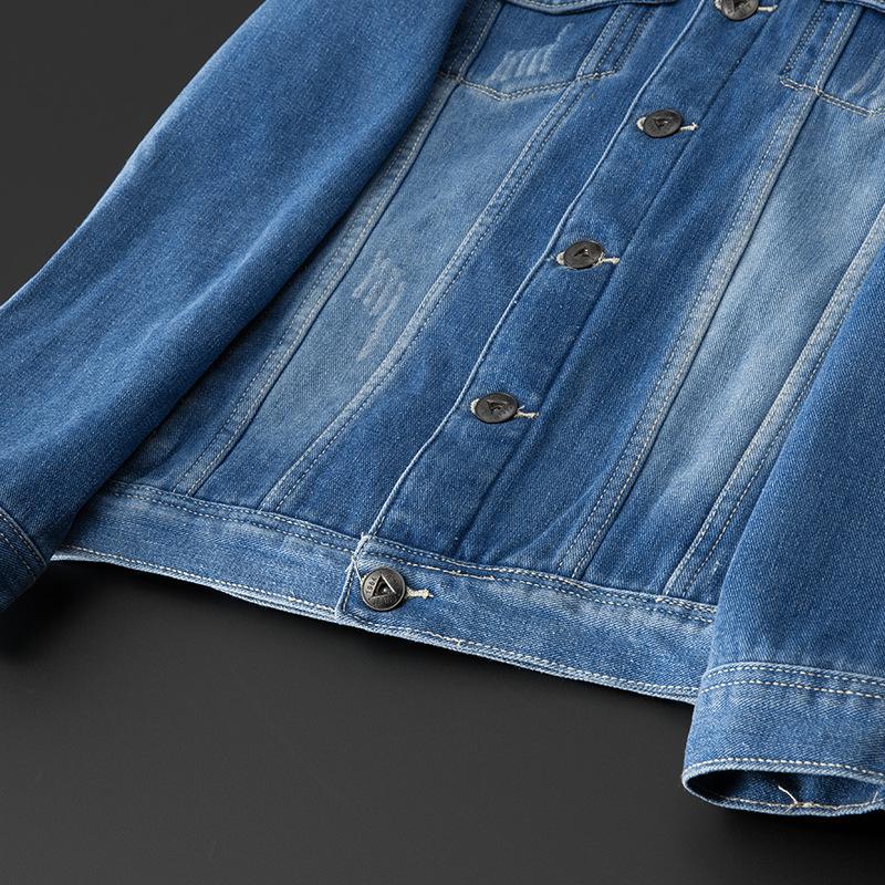 2024 Autumn/Winter New Trendy Brand Fashion Plush Large Denim Jacket, Washed Collar Top, Jacket For Men