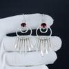 Beautiful Red Garnet Gemstone Hook Earrings 925 Sterling Silver Earring, Handmade Boho Silver Jewelry Dangle Earrings, Birthday Gift
