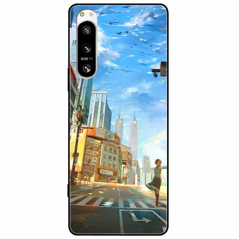 For Sony Xperia 5 IV / 10 IV Case 10IV Soft Black Silicone Forest Painted Phone Back Covers For Sony Xperia 1 IV Case TPU Coque