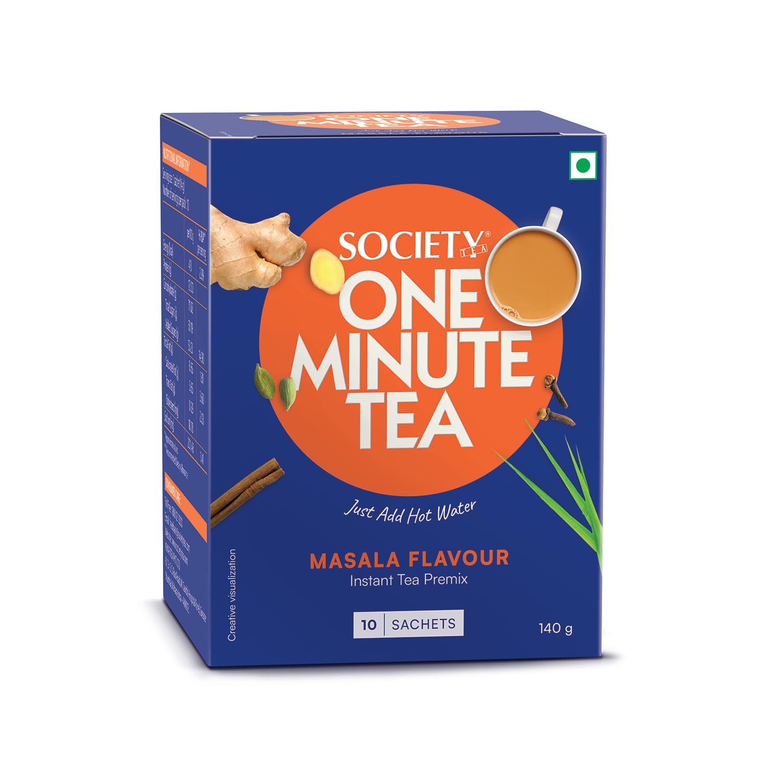 

Society One Minute Tea Masala Flavour 14g X 10 Sachets Instant Chai Beverage Pack OF 1