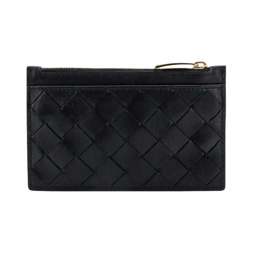 Bottega Veneta Solid Color Design Zipper Wallet Women wallet Black 608784VCPP38425