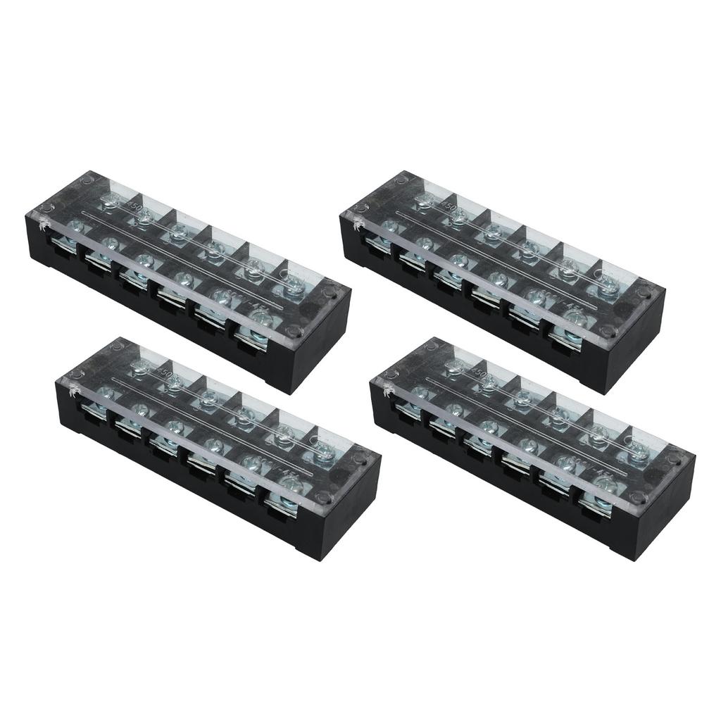 4Pcs Terminal Strip Block TB Fixed Large Current Dual Row Terminal Barrier Strip 600V 45A 6 Position (4506)