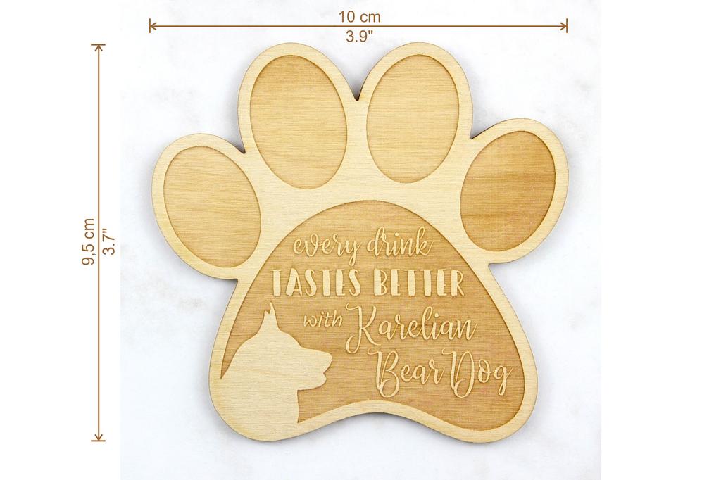 Karelian Bear Dog, Karjalankarhukoira - Mug coaster, engraved coaster with dog, gift for dog lover by Art-Dog brand