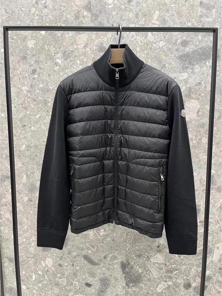 Europäische Herren Slim Fit Gestrickte Patchwork Daunenjacke - Weiße Entendaune, Warmer Stehkragen, Modische Freizeitkleidung