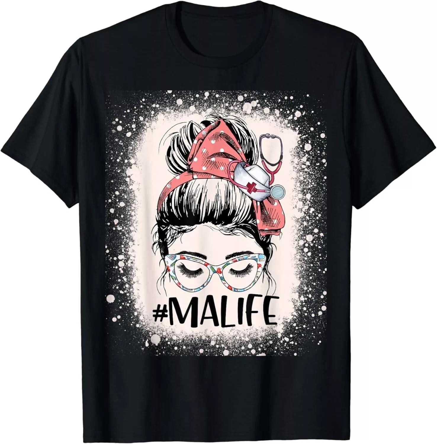 Funny MA Life Shirt - Medical Assistant Messy Bun Nursing Gift Unisex Tee S