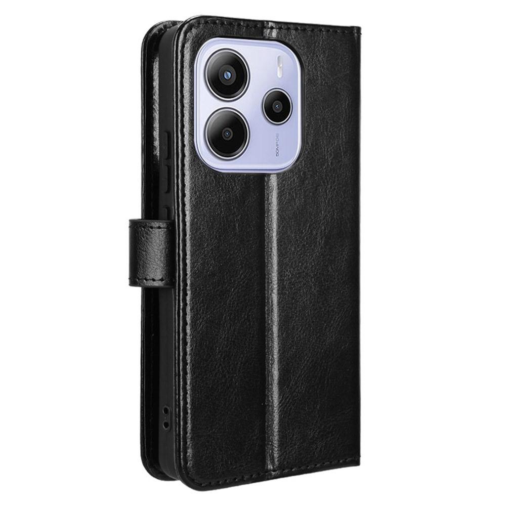 Flip Case for Xiaomi Redmi Note 14 4G, Crazy Horse Wallet, Black