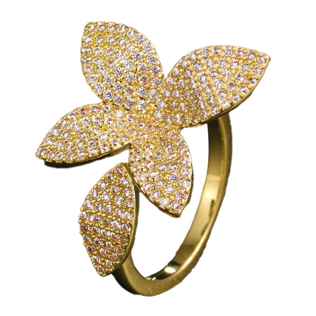 

Woman Opening Ring Alloy Zircon Decor Rings Adjusting Flower Decorations Girlfriend Girls Jewelry Gift Accessory