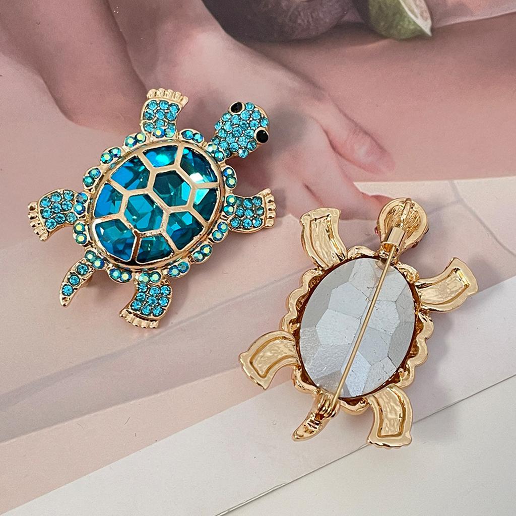 Crystal Studded Turtles Brooch With Secure Clasp Hypoallergenically Alloy Lapel Pin Jewelry For Parties Travel Gifts