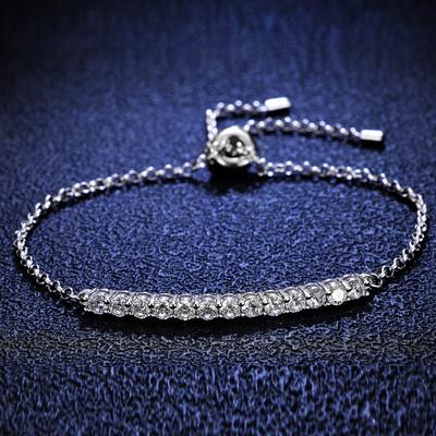 S925 Silver Bracelet Moissanite Bracelet Moissanite Row Diamond Bracelet Women's Model