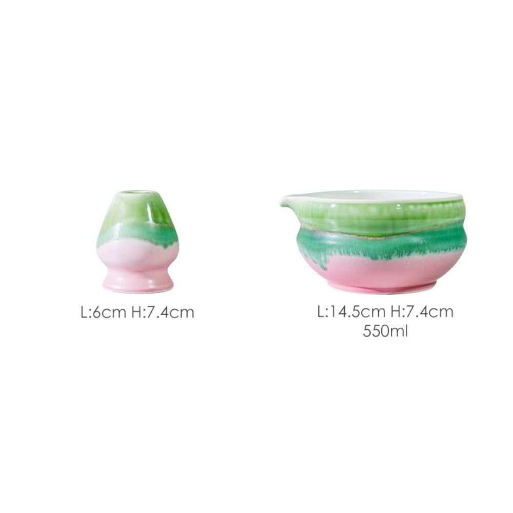 New Ceramic Matcha Bowl Reusable with Pouring Spout Matcha Whisk Holder Multicolored Japanese Tea Set Tea Lovers