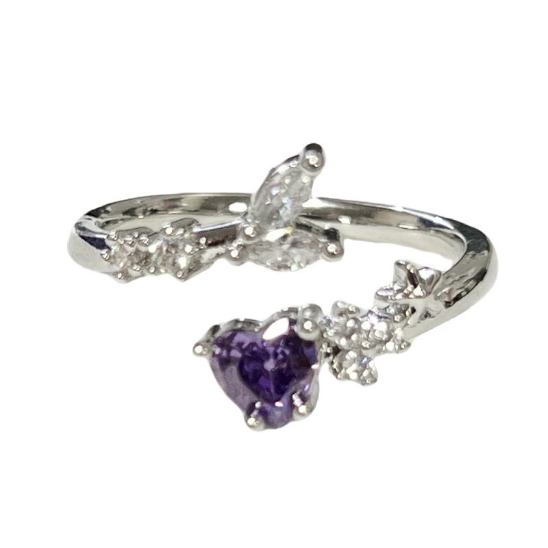 Hot Selling Classic Purple Stainless Steel Rings for Women's Exquisite Advanced Sense Light Luxury Sweet Cool Niche