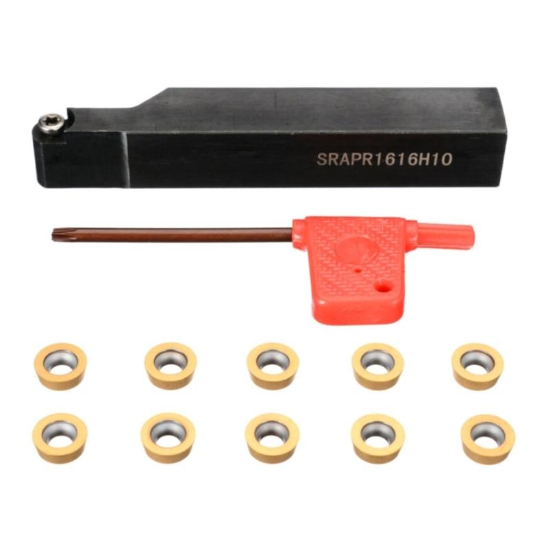 Fräsdrehautomat-Halter Drehen Bohrwerkzeug SRAPR1616H10+10 Stück RPMT10T3MO Metall-Wendeschneidplatten mit Schlüssel