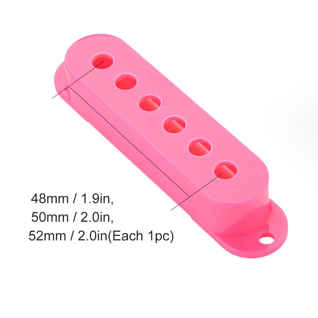 3Pcs Plastic Single Coil Pickup Covers 48mm 50mm 52mm Replacement for Electric Guitar(Pink)
