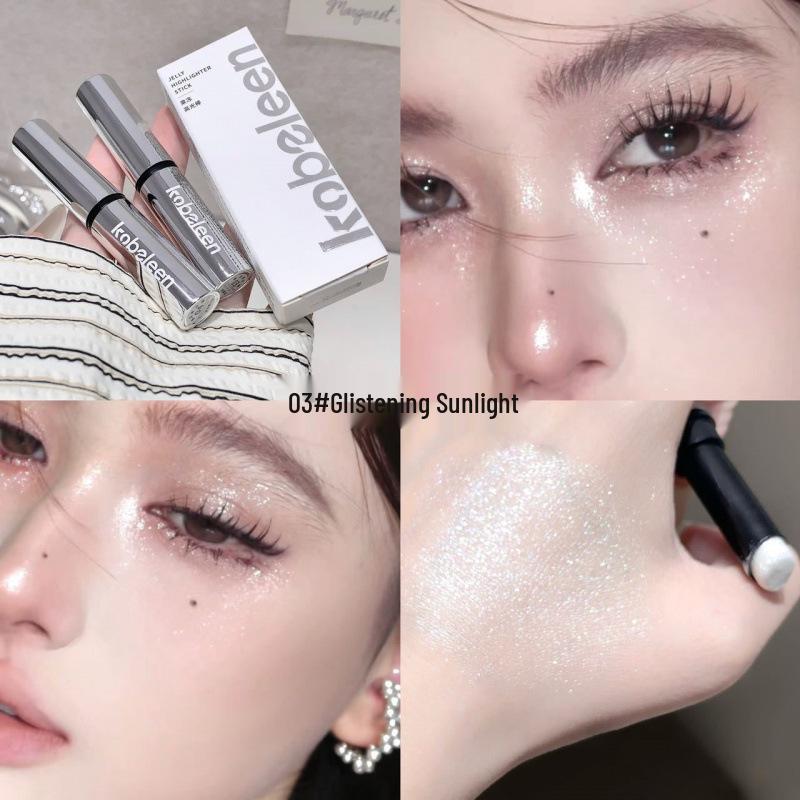Жидкий хайлайтер-стик Kobeleen: Полупрозрачные, увлажняющие корейские глиттерные тени для век для сияющей кожи. 2g