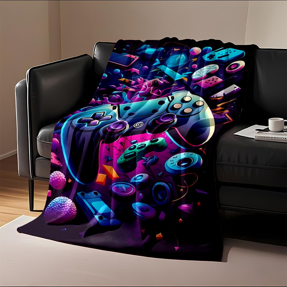 Colorful Gaming Controller Design Blanket Flannel Blanket for Bedroom, Living Room, Sofa, and Nap Sofas.
