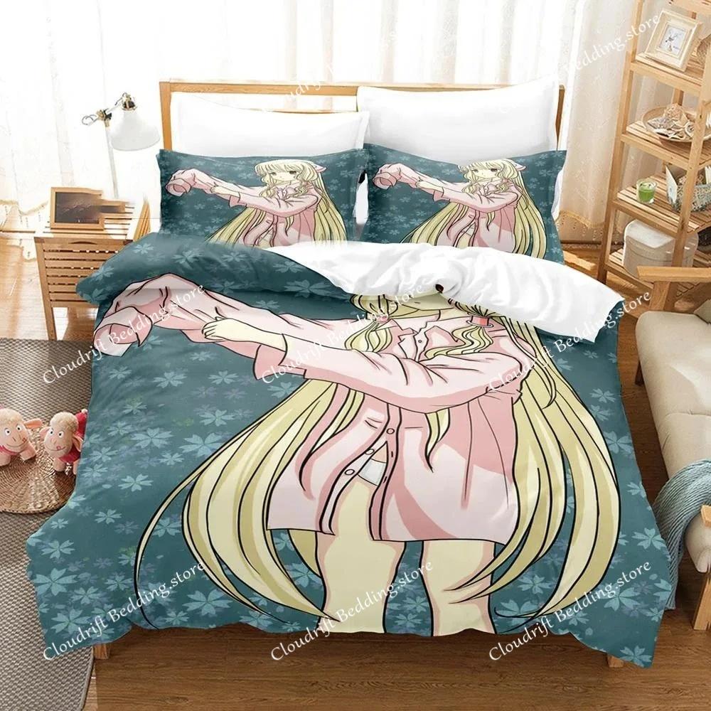 3D Printing Kawaii Anime Chobits Chi Bedding Set Boys Girls Twin Queen Size Duvet Cover Pillowcase Bed Kids Adult Home Textile