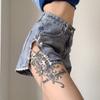 Denim Shorts for Women Summer Chain Sexy Slit High Waist Slimming A-line Jeans Hot Pants Female Clothing Y2k Fashionable