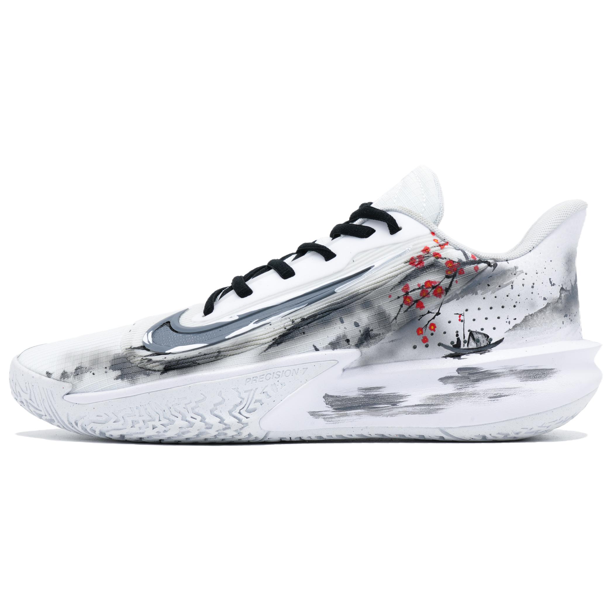 Nike Precision 7 Low top Basketball Shoes Unisex White Gray FN4322-100(Team145-) 44.5