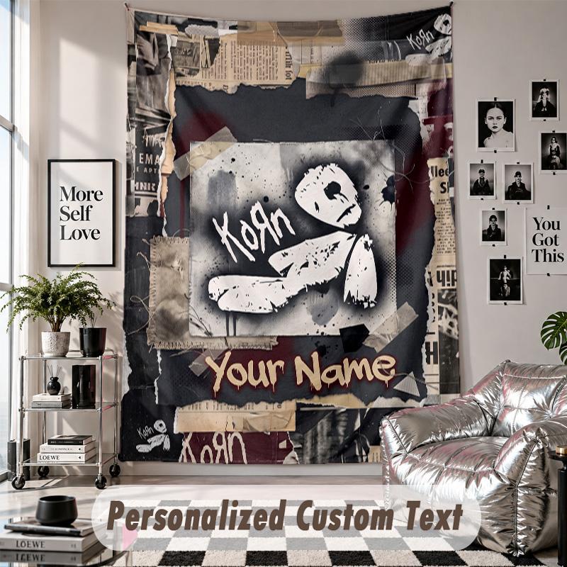 Wall Hanging Tapestry With Custom Name & Text, Korn Decorative Tapestry For Bedroom
