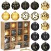 Décorations de sapin de Noël - SPRINGOS - 16 pcs - Or/Noir - 8 cm - Plastique