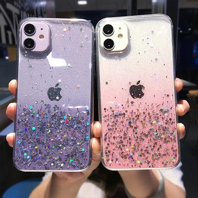 Klare Glitzer-Handyhülle für iPhone 13 12 Pro 11 Pro Max XS Max XR X 7 8 Plus Mini SE 2020 Niedliche Pailletten-Abdeckung mit Farbverlauf