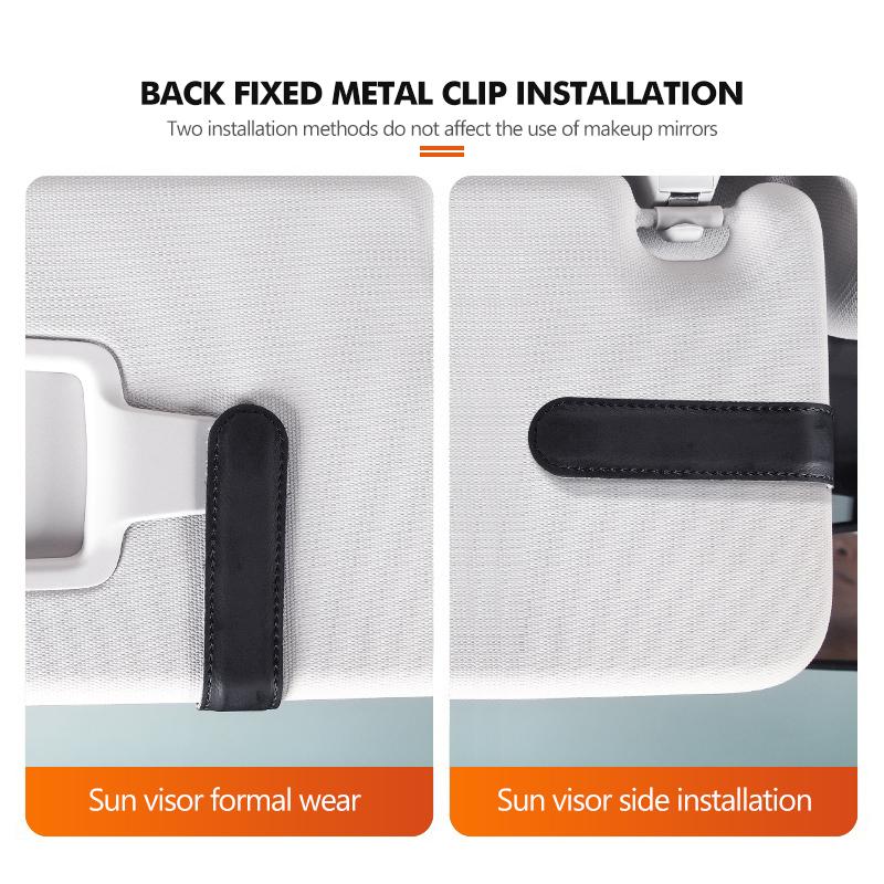 CRS1 Leather Car Sun Visor Glasses Case Card Ticket Pen Buckle Clip For Mercedes Benz CLK GLC W212 C200 C300 W203 W204 W205 W169 W176