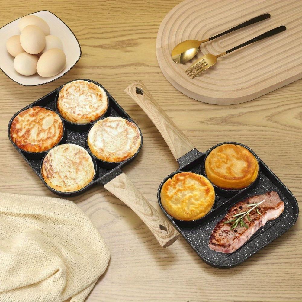 Versatile 4-hole Non-stick Frying Pan for Omelets, Eggs, Dumplings, and Steaks - Perfect for Induction Cooking