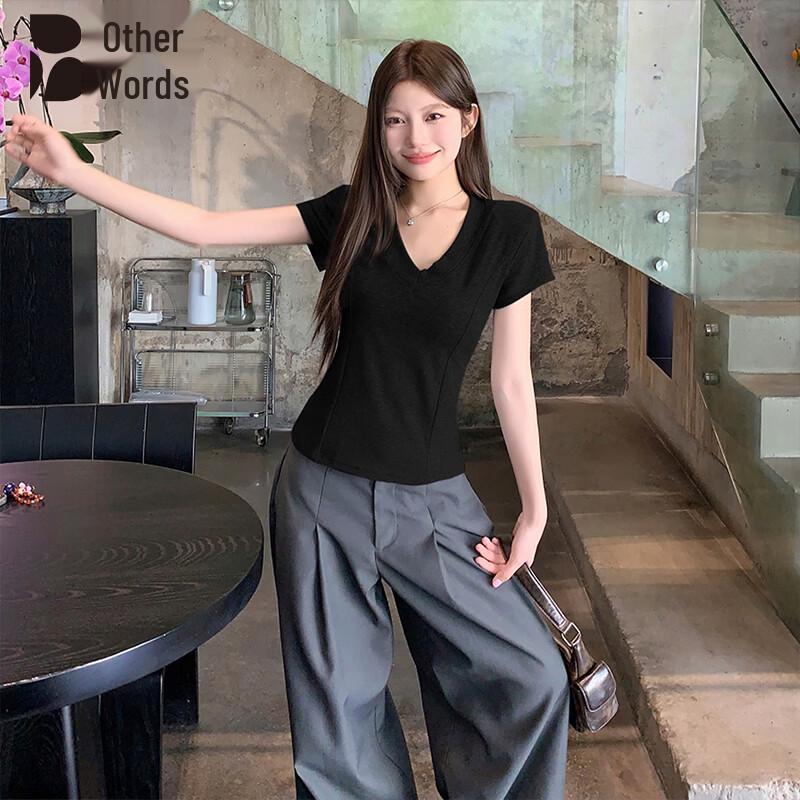 Women s V-Neck Short Sleeve Slim Fit T-Shirt M