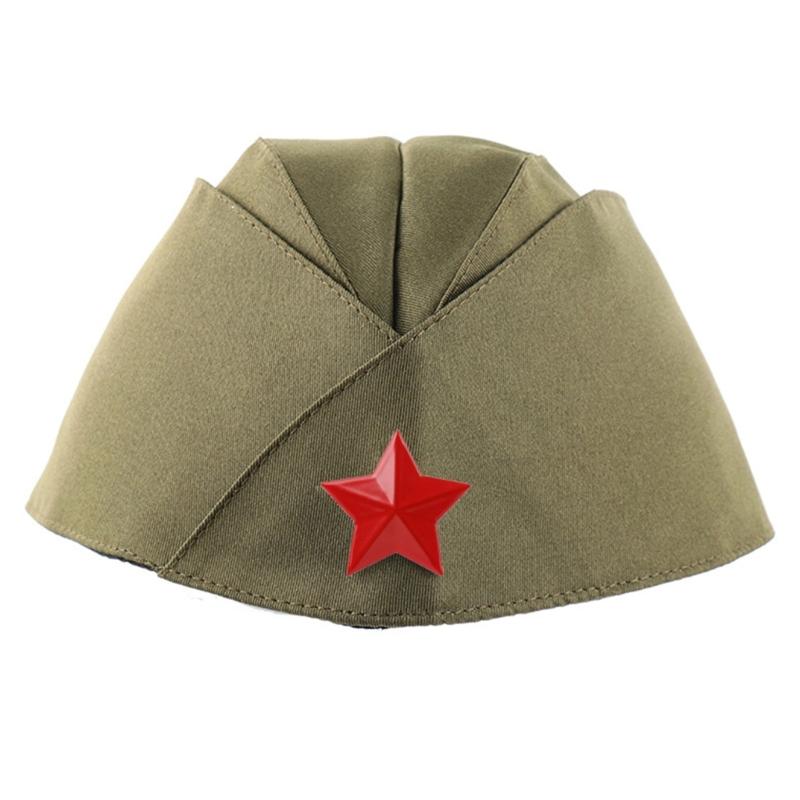 Adjustable Russian Boat Hat Garrison Hat with Star for Stage Performances and Cosplay Parties Dancing Event Headpiece
