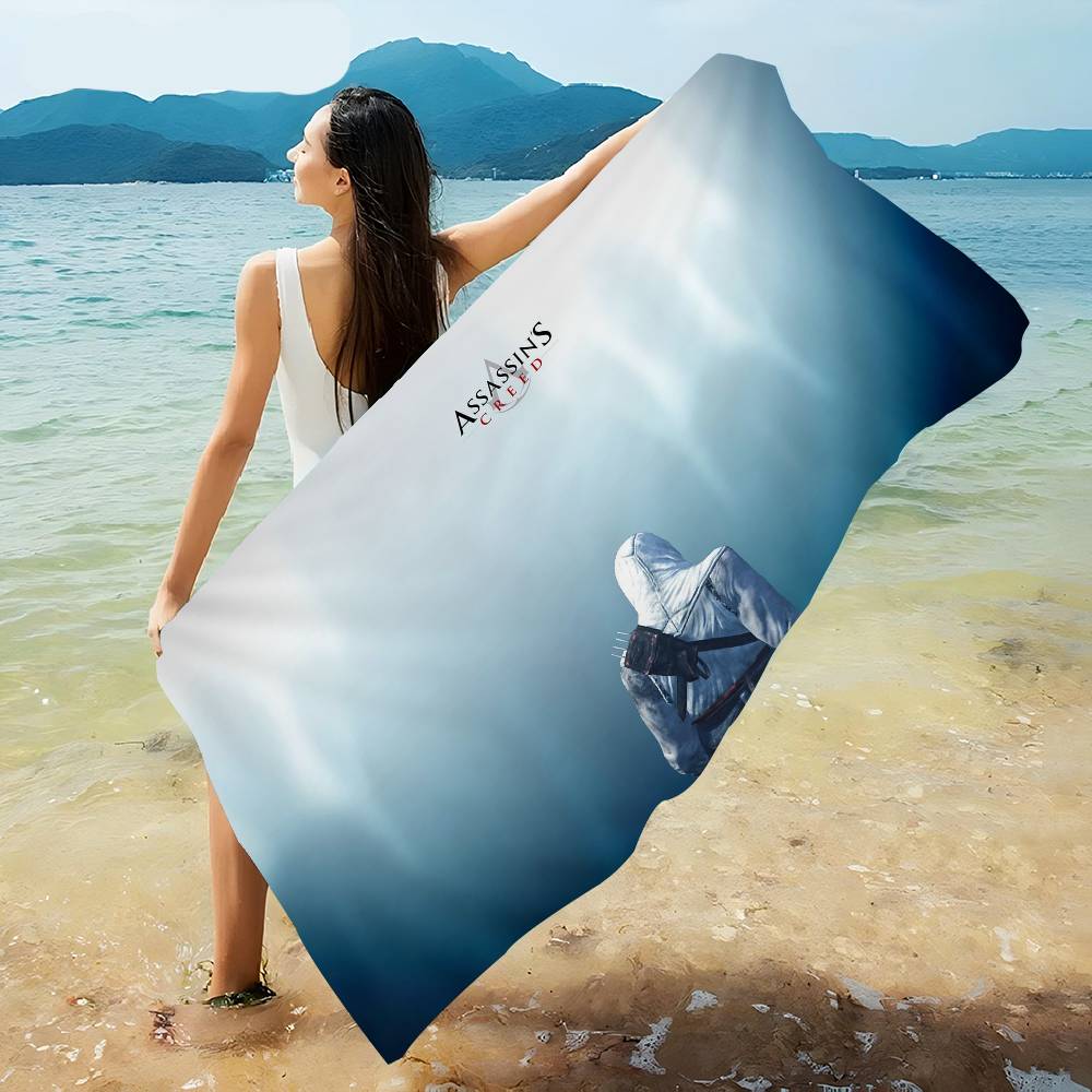A-Assassin C-Creed Gaming Anime Strand Schwimmtuch Weiches Saugfähiges Waschlappen Kindergeschenke für Kinder Reise Camping Fitnessstudio