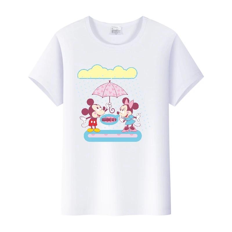 Casual Disney Cartoon Minnie Summer Blouses Men T-shirt White 2000s Tees Women Tshirt Ladies Mickey Mouse Tops Oversized Clothes