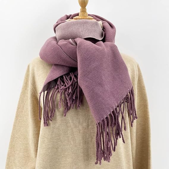 200*70cm Kunstig Kasjmirskjerf for Kvinner Ullskjerf Dobbeltsidig Stil Dusker Vinter Tykt Oversized Skjerf Sjal