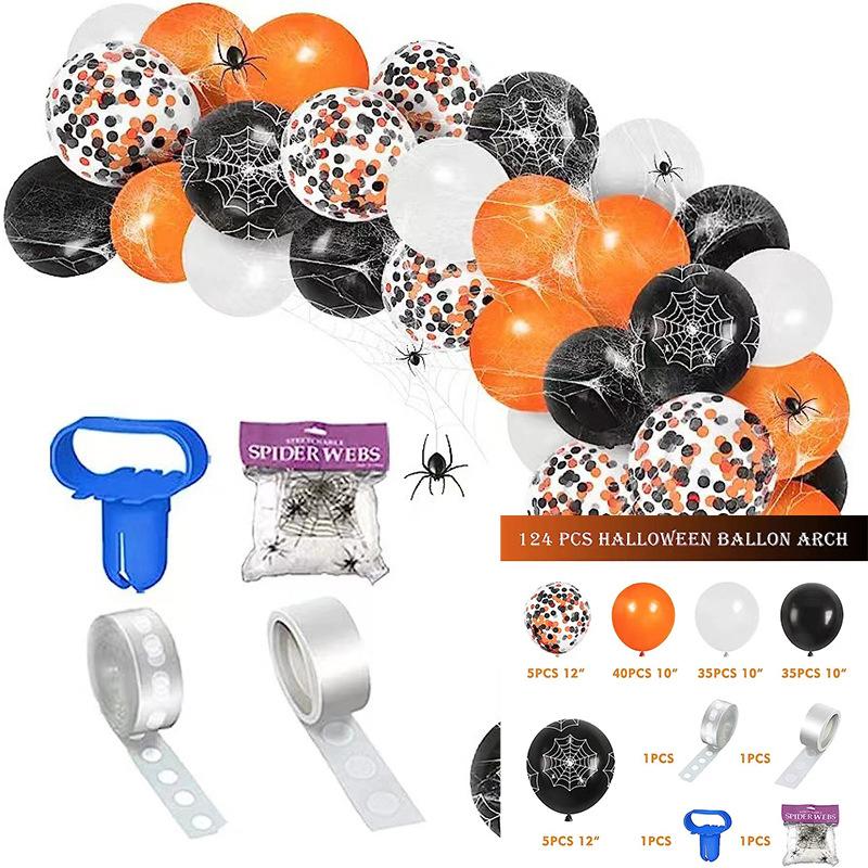Halloween Balloon Chain Arch Set Ghost Festival Bat Sticker Party Balloon Decoration Yard Balloon