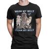 Pibble Dog Wash Clean My Belly Funny Meme T-Shirts Men Round Collar Pure Cotton T Shirt  Short Sleeve Tees Plus Size Clothing