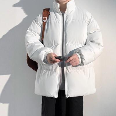 Winter Thickened Cotton Clothes Men's Stand-up Collar Bread Clothes Solid Color Loose Large Size Cotton Coat