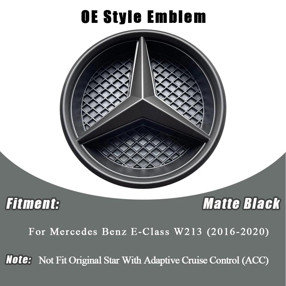 Calandre avant 3D Miroir Étoile Emblème Logo Noir Brillant et Argent Chrome Pour Mercedes Benz Classe E W213 2016-2020 E200 E2