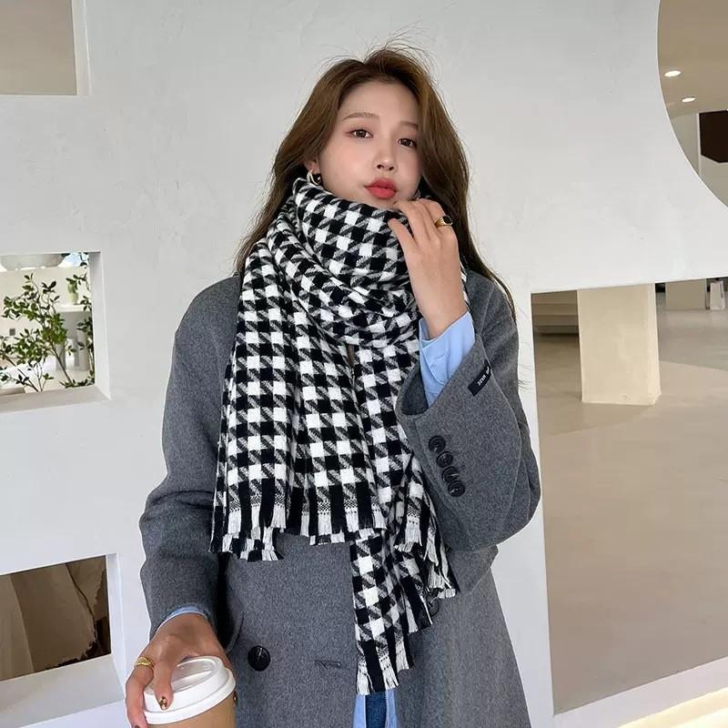 New Qiandongge scarf women's versatile warm scarf imitation cashmere scarf plaid thick autumn and winter scarf