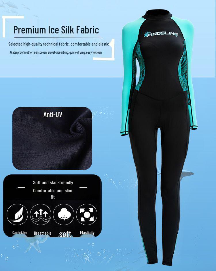 Women's Ice Silk Lycra Quick-Dry One-Piece Wetsuit - Sun & Jellyfish Protection Surf Suit