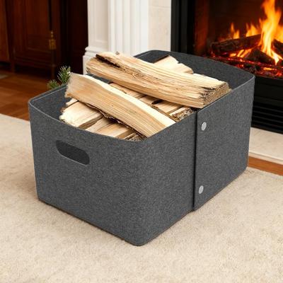 Storage Basket Foldable Felt Fabric Organizer Organizing Baskets for Shelves for Living Room Bedroom Bathroom Nursery Laundry