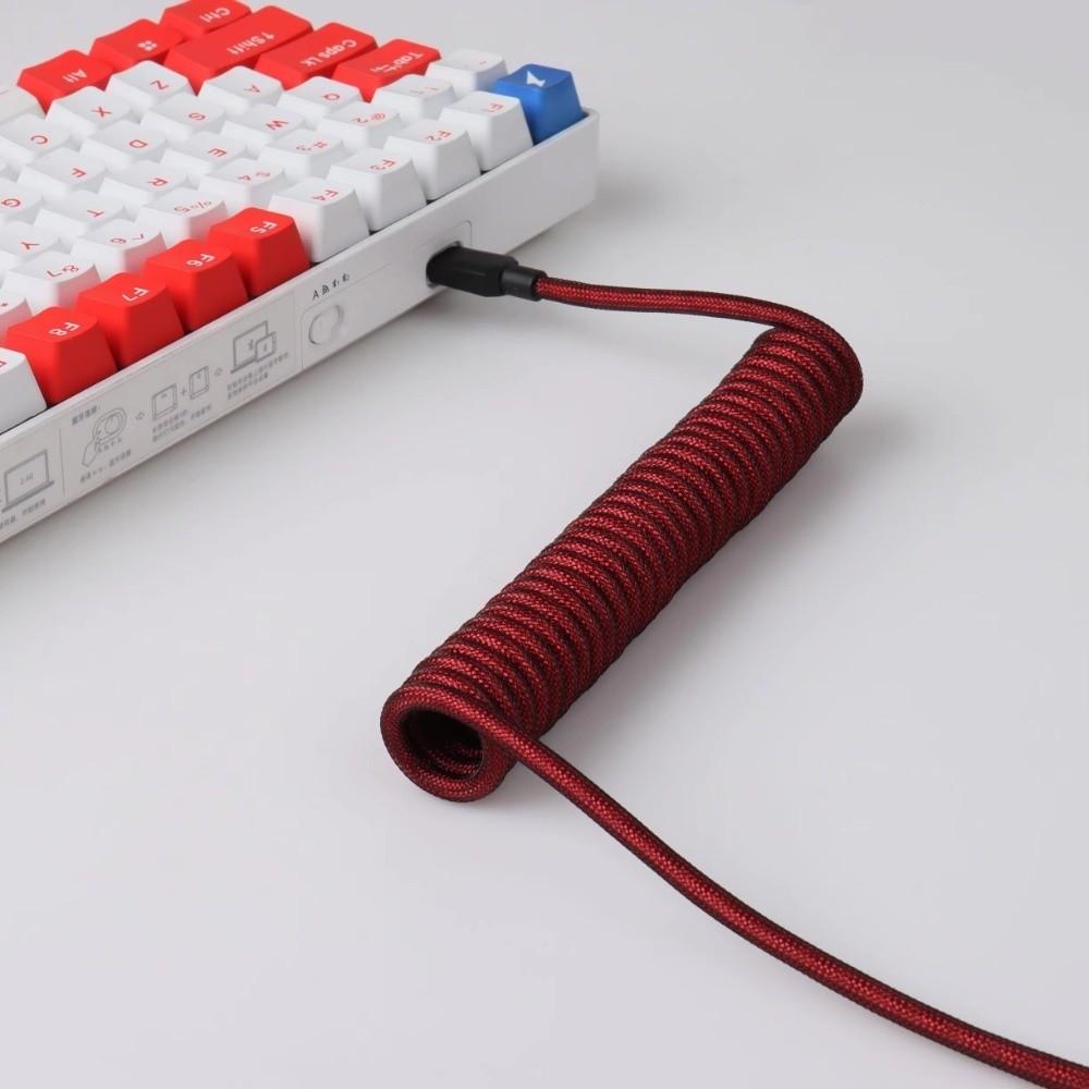 GX12 Connector Mechanical Keyboard Cable Type C To USB-A Coiled Keyboard Cable Gaming Keyboard