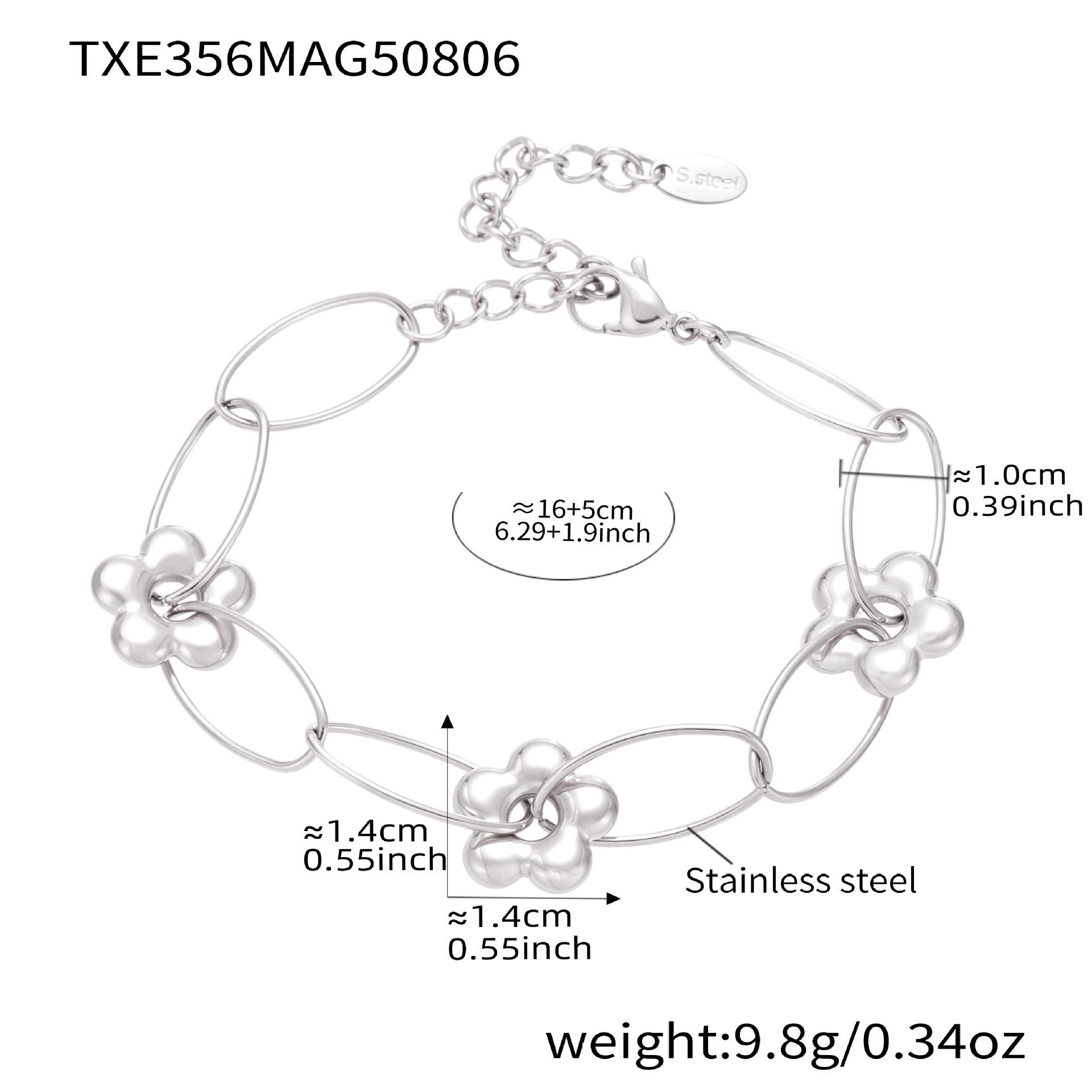 

Стильный двухцветный комплект колье и браслета Oumaka с цветочным кругом - Ручная работа, Нержавеющая сталь, Не выцветает