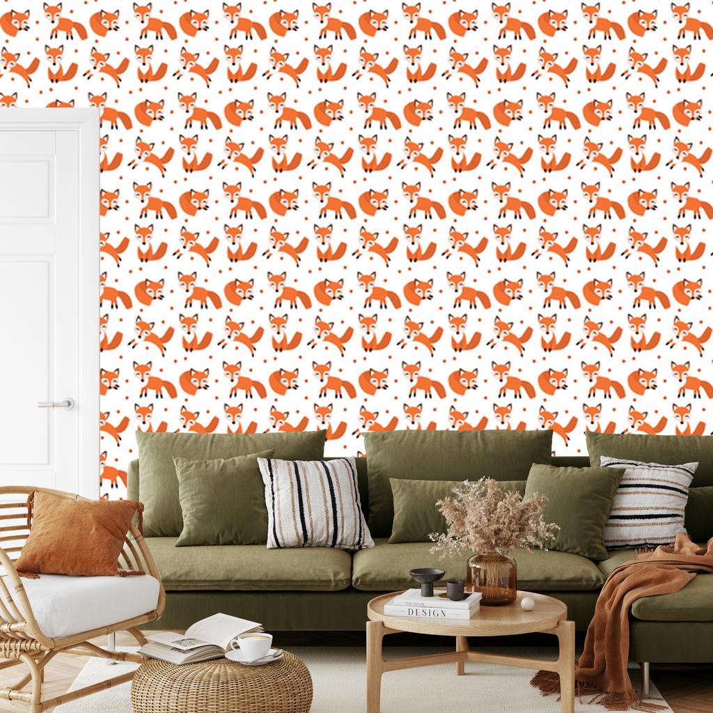 Wallpaper Cheerful Sleeping Foxes for Living Room and Bedroom 50x1000