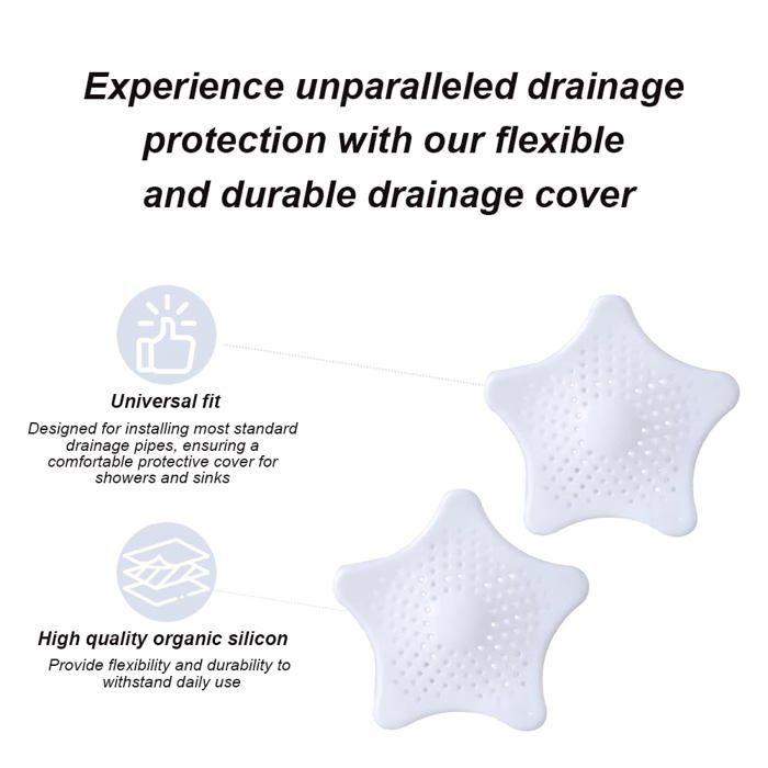 Filtre évier - AIMOONSA - Étoile de mer - 2 pcs - Silicone blanc - Ventouses - 14,5x14,5 cm