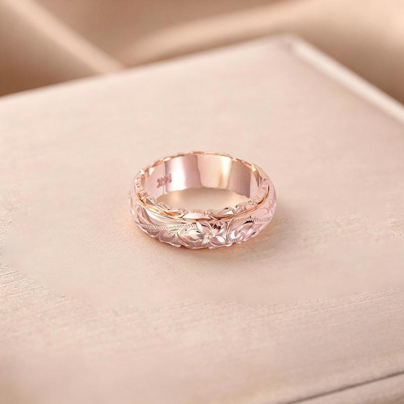 Rose Gold Color Suspended Carved Rose Flower Ring For Women Gold Rings Women'S Jewelry Rings Wedding Anniversary