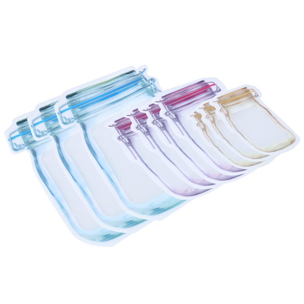 Sealing Zipper Bag Reusable Portable Food Saver Storage Bags Snack Zip Lock Bags(#3 3pcs L 4pcs m 3pcs S )