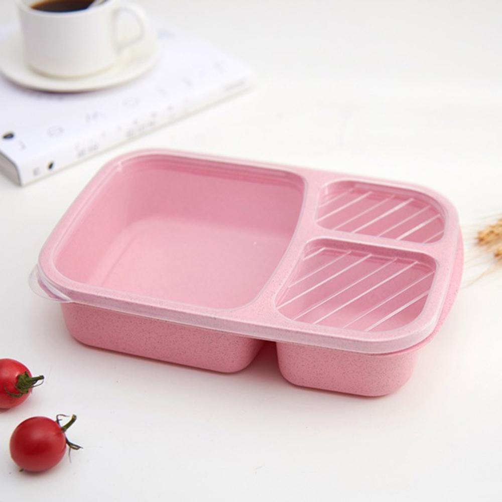 Compartment Separate 3 Grids Portable Lunch Box Kids Students Office Bento Box Food Storage Container
