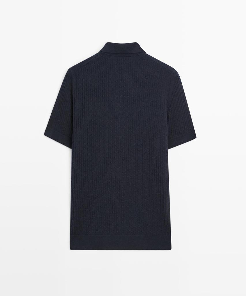 Masimodutti Merino Wool Knit Polo Sweater