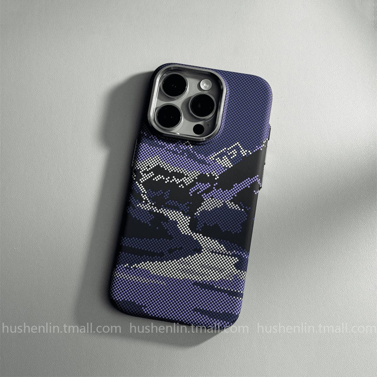 

Applicable iPhone17 Kevlar Carbon Fiber Magnetic Mobile Phone Case Apple 16 Retro Pattern Luminous PC Case iPhone 12 PROMAX