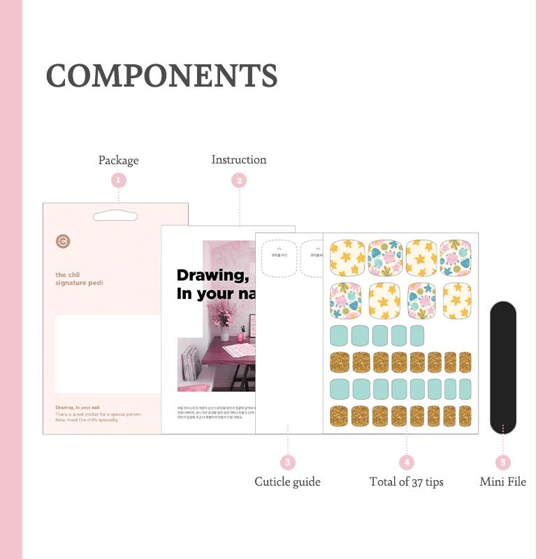 Party & Bold Pedicure Nail Stickers - 37 Self-Adhesive Tips, Vibrant Neon & Graphic Prints, Quick 5-Min Pedicure